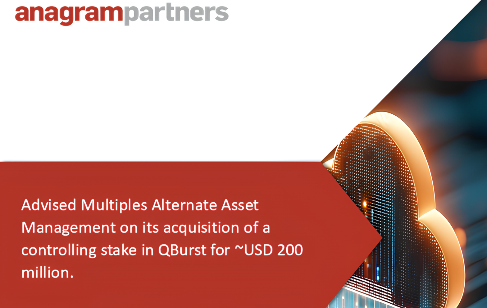 Advised Multiples Alternate Asset Management on its acquisition of a controlling stake in QBurst for ~USD 200 million.